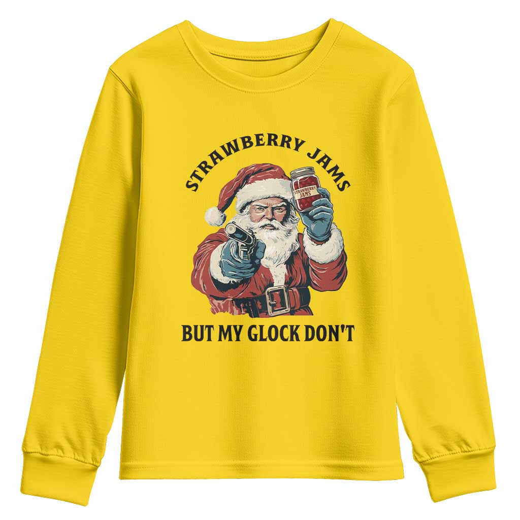 Funny Santa Gun Christmas Youth Sweatshirt Strawberry Jams But My Gun Do Not - Wonder Print Shop