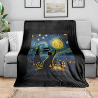 67 Cat Meme Throw Blanket Funny Six Seven Cat Starry Night Van Gogh - Wonder Print Shop