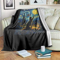 67 Cat Meme Throw Blanket Funny Six Seven Cat Starry Night Van Gogh - Wonder Print Shop