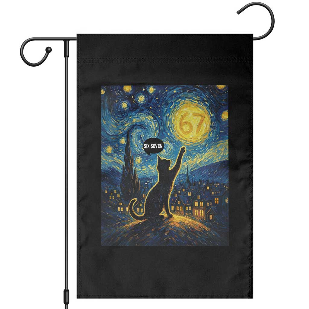 67 Cat Meme Garden Flag Funny Six Seven Cat Starry Night Van Gogh - Wonder Print Shop