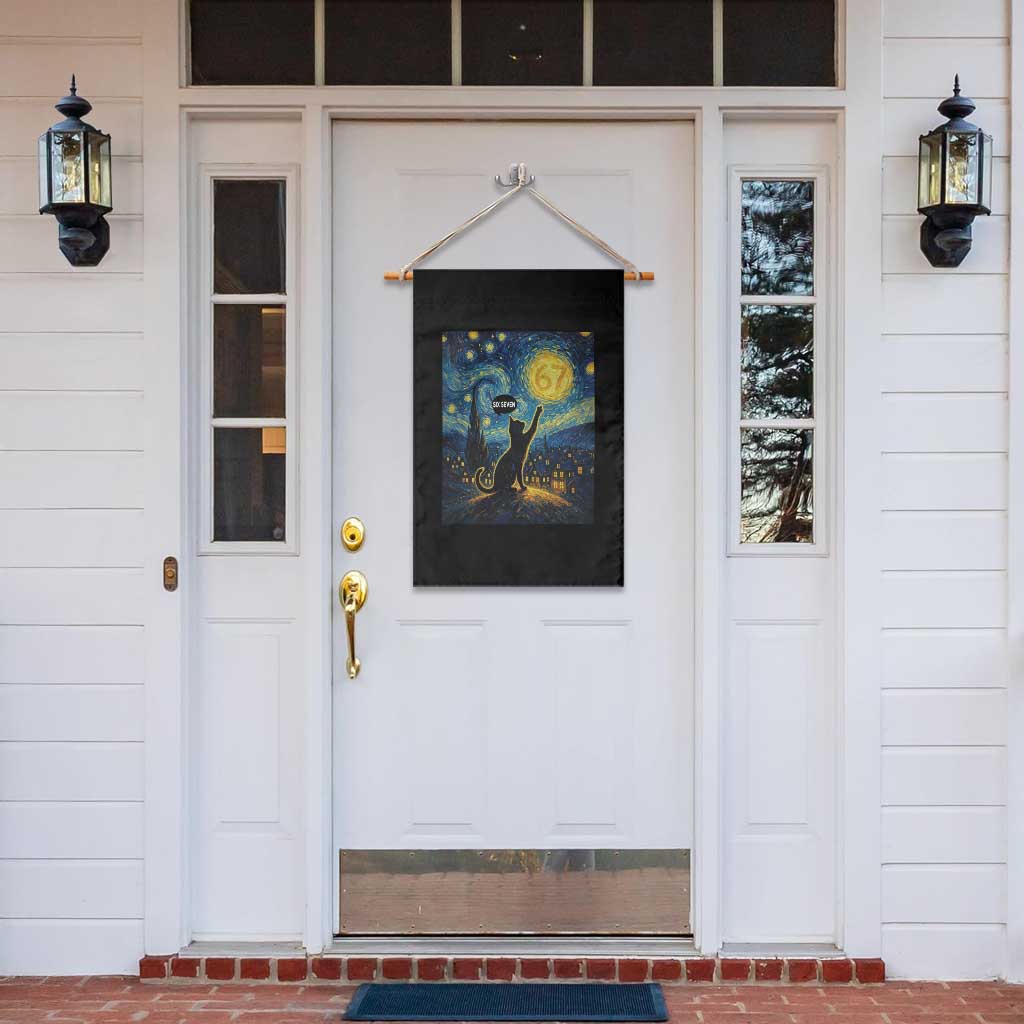 67 Cat Meme Garden Flag Funny Six Seven Cat Starry Night Van Gogh - Wonder Print Shop