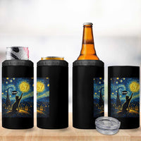 67 Cat Meme 4 in 1 Can Cooler Tumbler Funny Six Seven Cat Starry Night Van Gogh - Wonder Print Shop