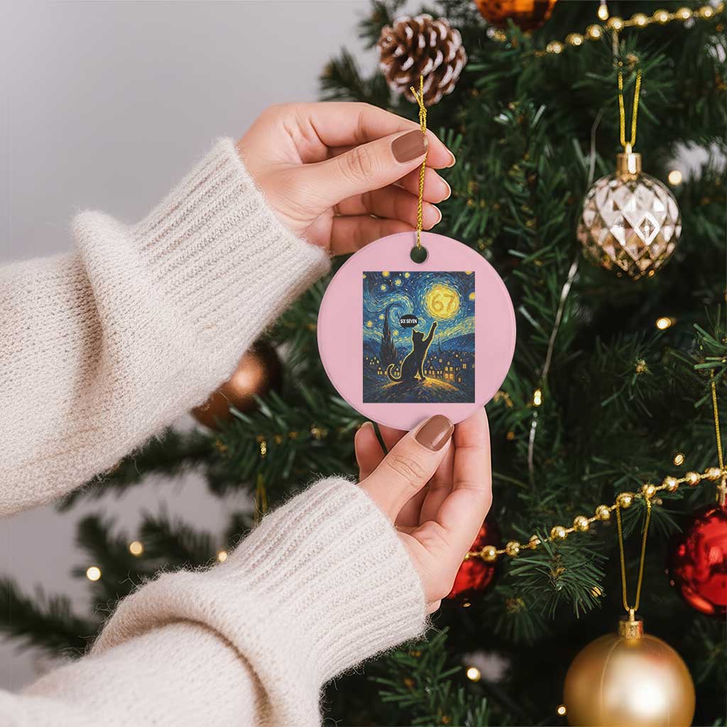 67 Cat Meme Ceramic Ornament Funny Six Seven Cat Starry Night Van Gogh - Wonder Print Shop