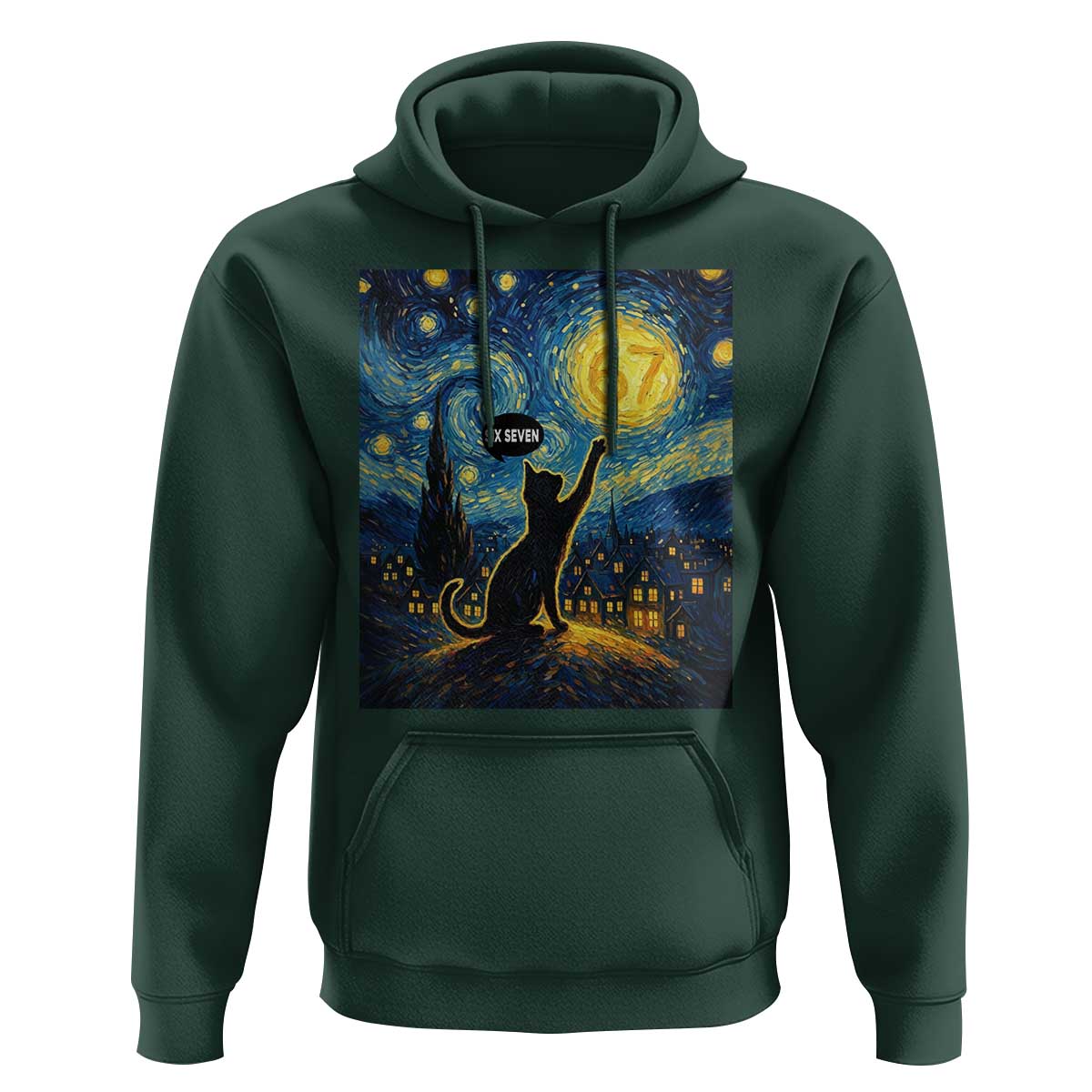 67 Cat Meme Hoodie Funny Six Seven Cat Starry Night Van Gogh - Wonder Print Shop