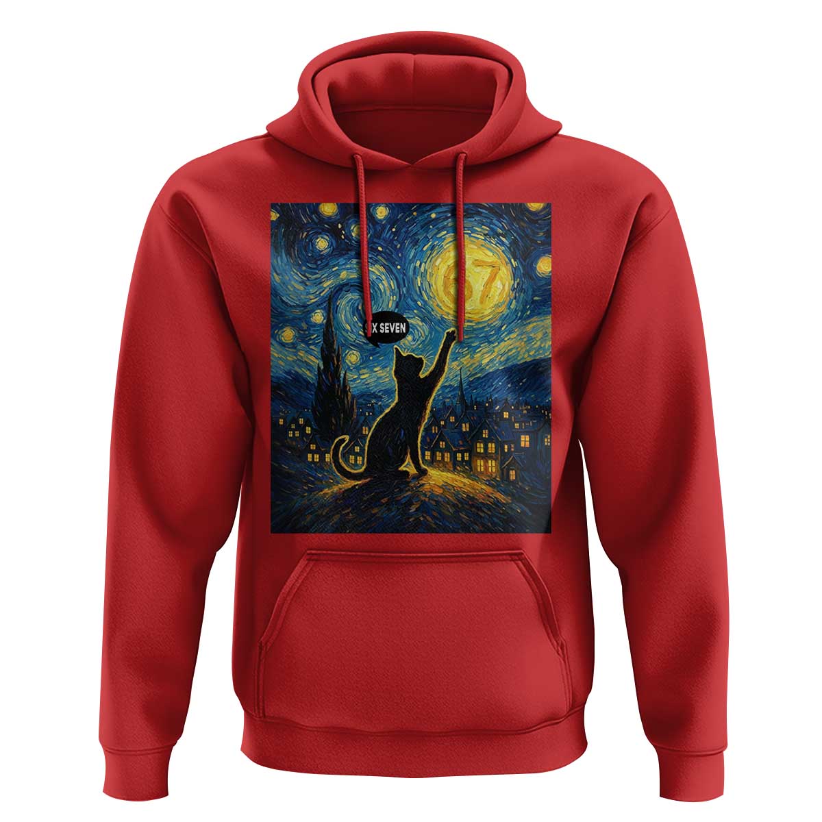 67 Cat Meme Hoodie Funny Six Seven Cat Starry Night Van Gogh - Wonder Print Shop