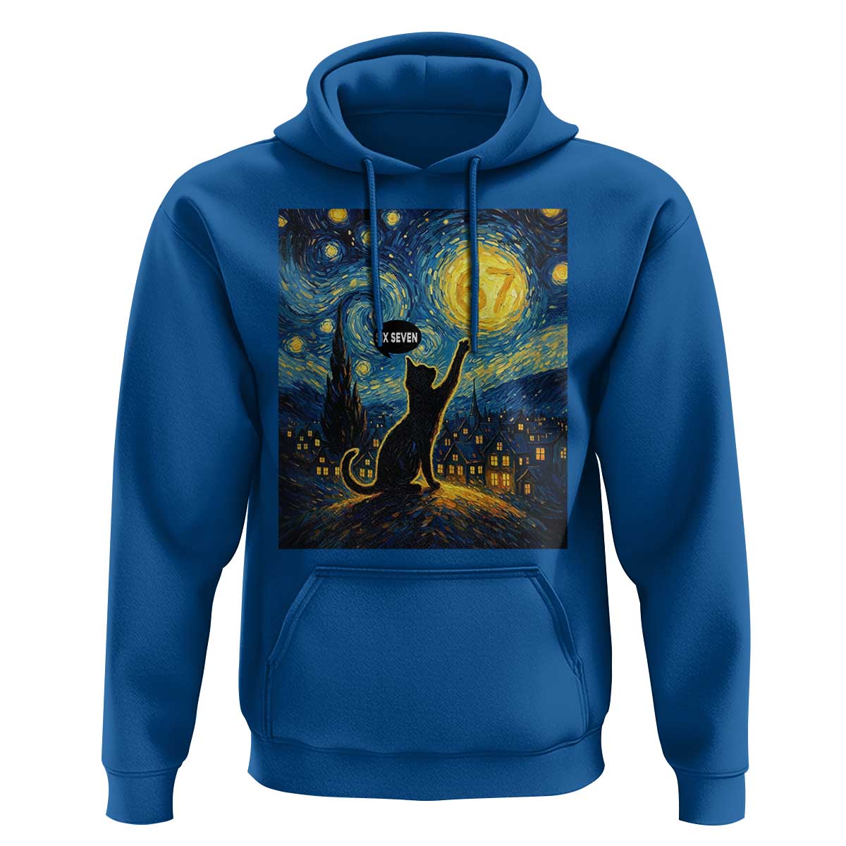 67 Cat Meme Hoodie Funny Six Seven Cat Starry Night Van Gogh - Wonder Print Shop