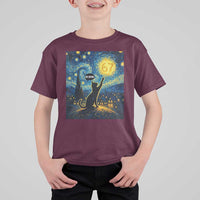 67 Cat Meme T Shirt For Kid Funny Six Seven Cat Starry Night Van Gogh - Wonder Print Shop