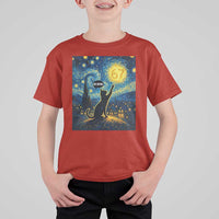 67 Cat Meme T Shirt For Kid Funny Six Seven Cat Starry Night Van Gogh - Wonder Print Shop
