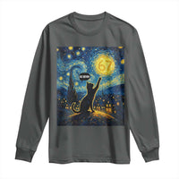 67 Cat Meme Long Sleeve Shirt Funny Six Seven Cat Starry Night Van Gogh - Wonder Print Shop