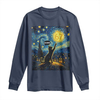 67 Cat Meme Long Sleeve Shirt Funny Six Seven Cat Starry Night Van Gogh - Wonder Print Shop
