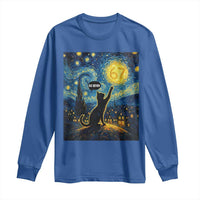 67 Cat Meme Long Sleeve Shirt Funny Six Seven Cat Starry Night Van Gogh - Wonder Print Shop