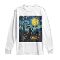 67 Cat Meme Long Sleeve Shirt Funny Six Seven Cat Starry Night Van Gogh - Wonder Print Shop