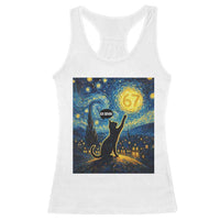 67 Cat Meme Racerback Tank Top Funny Six Seven Cat Starry Night Van Gogh - Wonder Print Shop