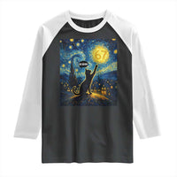 67 Cat Meme Raglan Shirt Funny Six Seven Cat Starry Night Van Gogh - Wonder Print Shop