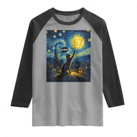 67 Cat Meme Raglan Shirt Funny Six Seven Cat Starry Night Van Gogh - Wonder Print Shop