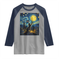 67 Cat Meme Raglan Shirt Funny Six Seven Cat Starry Night Van Gogh - Wonder Print Shop