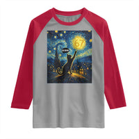 67 Cat Meme Raglan Shirt Funny Six Seven Cat Starry Night Van Gogh - Wonder Print Shop