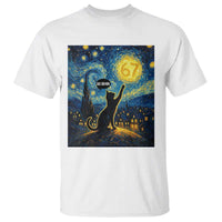 67 Cat Meme T Shirt Funny Six Seven Cat Starry Night Van Gogh - Wonder Print Shop
