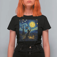 67 Cat Meme T Shirt For Women Funny Six Seven Cat Starry Night Van Gogh - Wonder Print Shop