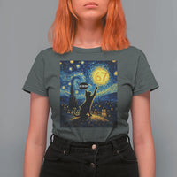 67 Cat Meme T Shirt For Women Funny Six Seven Cat Starry Night Van Gogh - Wonder Print Shop