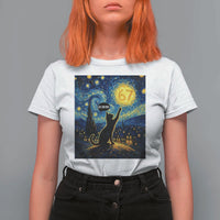 67 Cat Meme T Shirt For Women Funny Six Seven Cat Starry Night Van Gogh - Wonder Print Shop