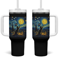 67 Cat Meme Tumbler With Handle Funny Six Seven Cat Starry Night Van Gogh - Wonder Print Shop