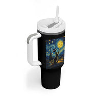 67 Cat Meme Tumbler With Handle Funny Six Seven Cat Starry Night Van Gogh - Wonder Print Shop