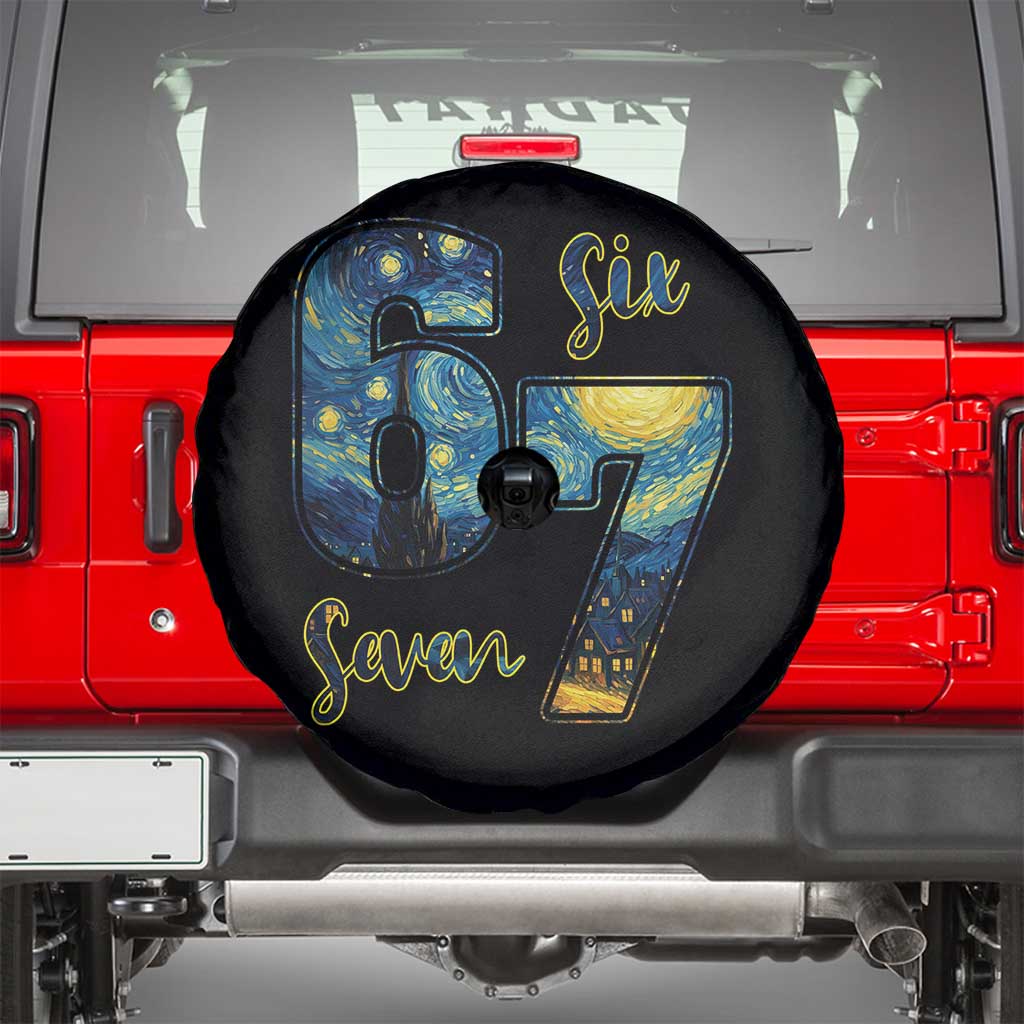 67 Six Seven Meme Spare Tire Cover Starry Night Van Gogh - Wonder Print Shop