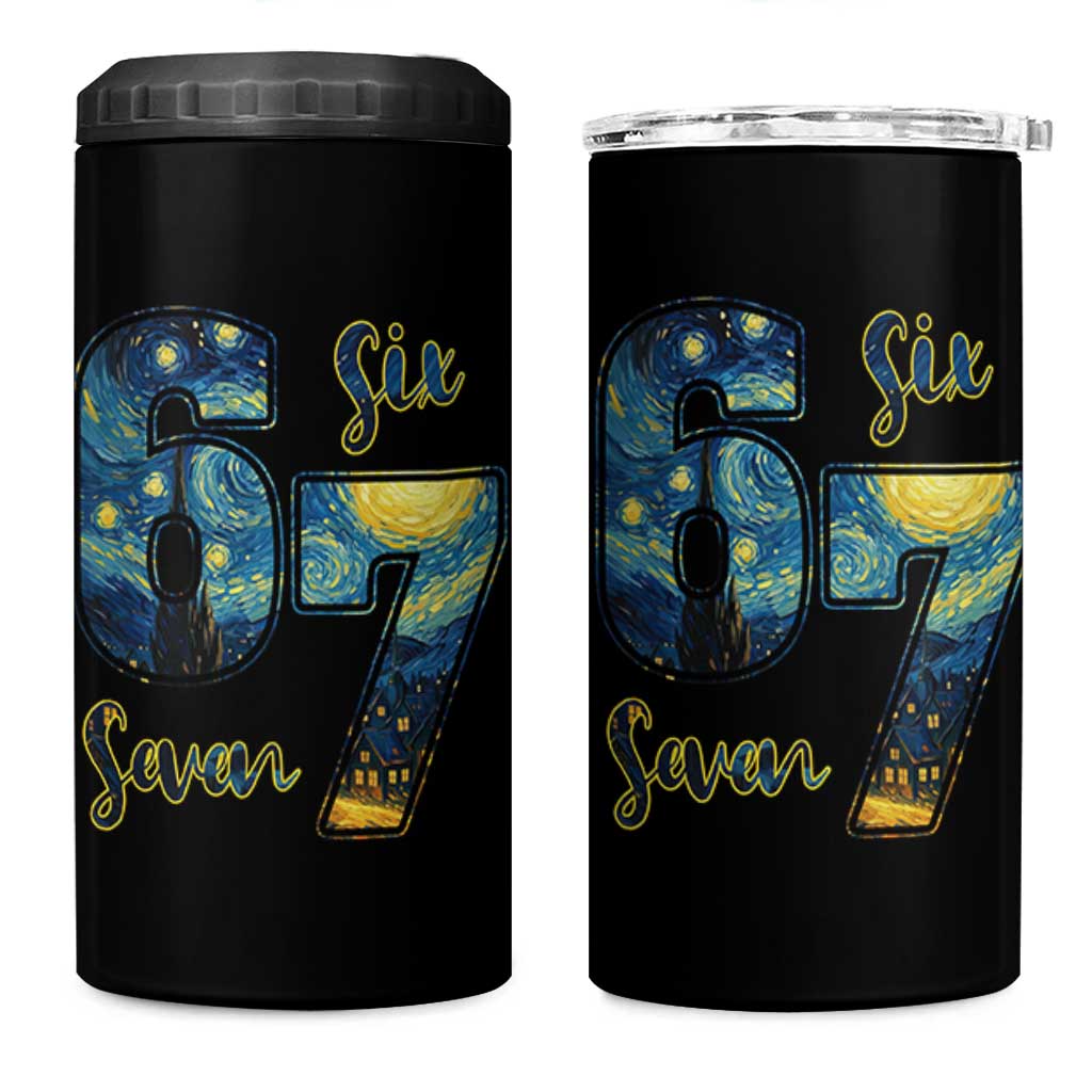 67 Six Seven Meme 4 in 1 Can Cooler Tumbler Starry Night Van Gogh - Wonder Print Shop