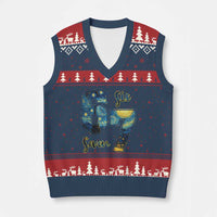 67 Six Seven Meme V-Neck Knit Sweater Vest Starry Night Van Gogh - Wonder Print Shop