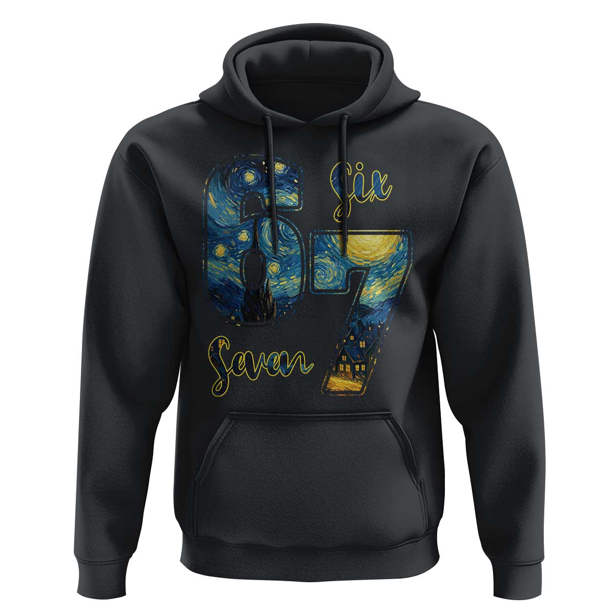 67 Six Seven Meme Hoodie Starry Night Van Gogh - Wonder Print Shop