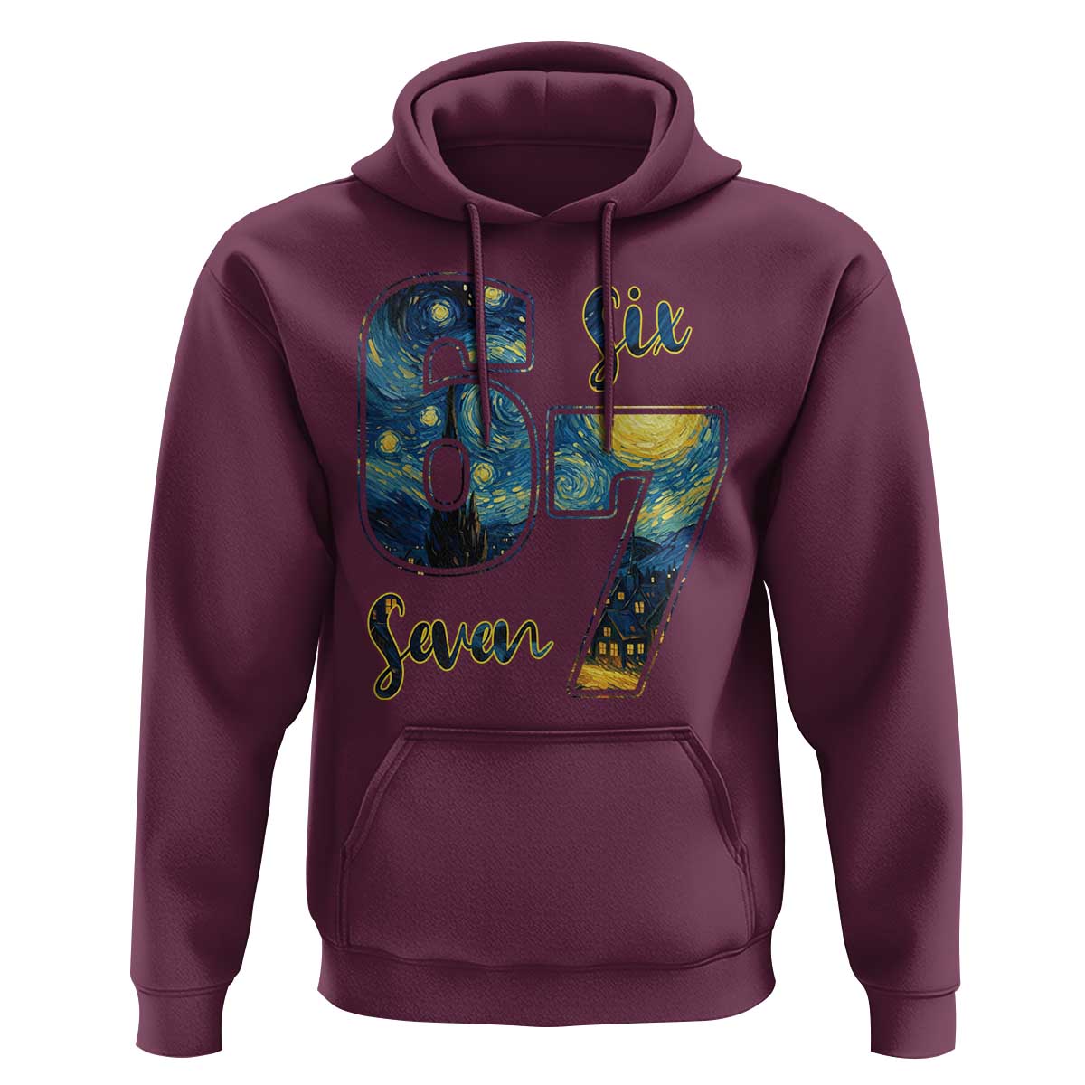 67 Six Seven Meme Hoodie Starry Night Van Gogh - Wonder Print Shop
