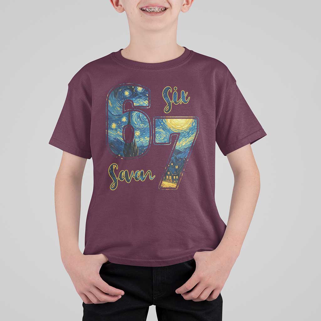 67 Six Seven Meme T Shirt For Kid Starry Night Van Gogh - Wonder Print Shop