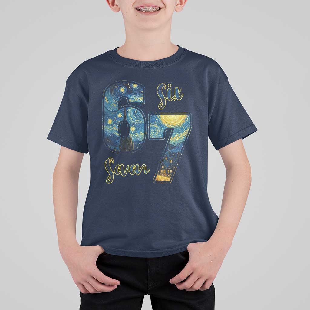 67 Six Seven Meme T Shirt For Kid Starry Night Van Gogh - Wonder Print Shop