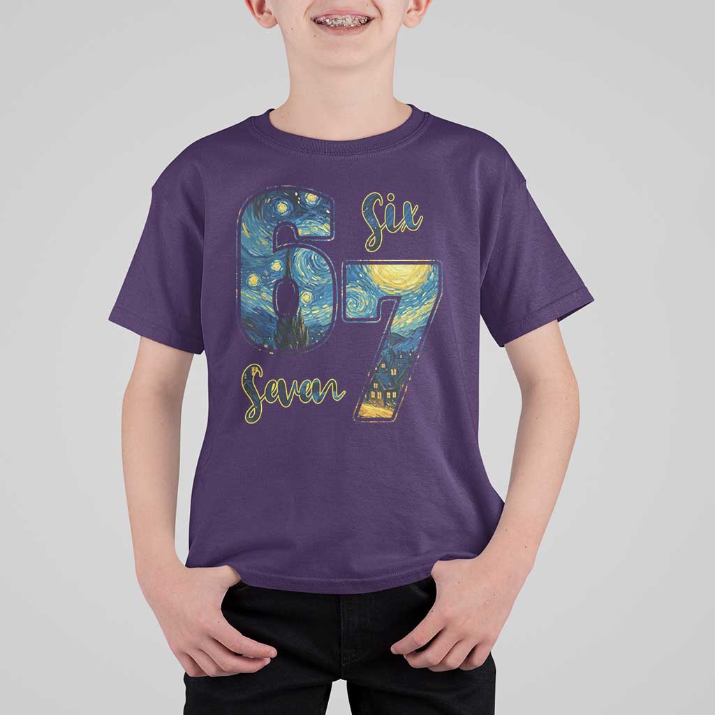 67 Six Seven Meme T Shirt For Kid Starry Night Van Gogh - Wonder Print Shop