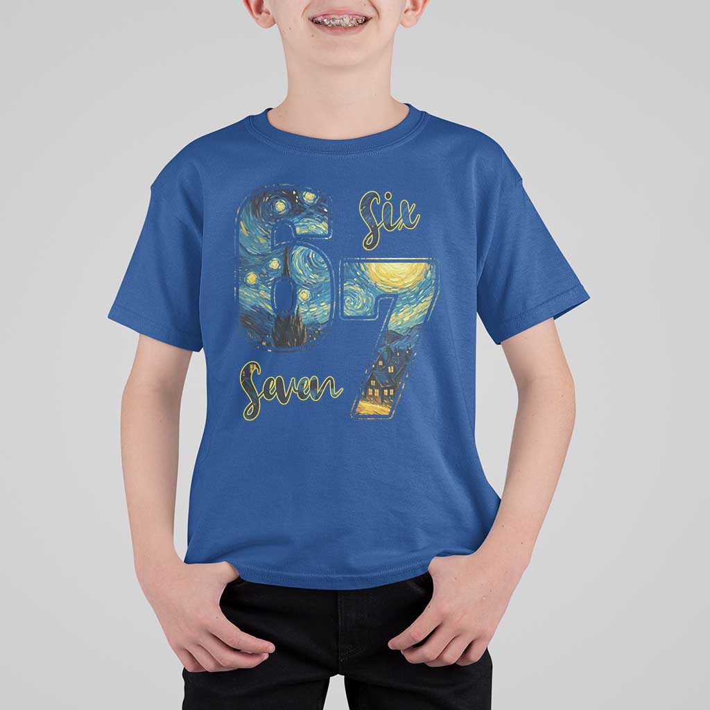 67 Six Seven Meme T Shirt For Kid Starry Night Van Gogh - Wonder Print Shop