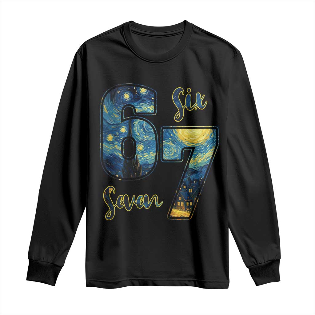 67 Six Seven Meme Long Sleeve Shirt Starry Night Van Gogh - Wonder Print Shop