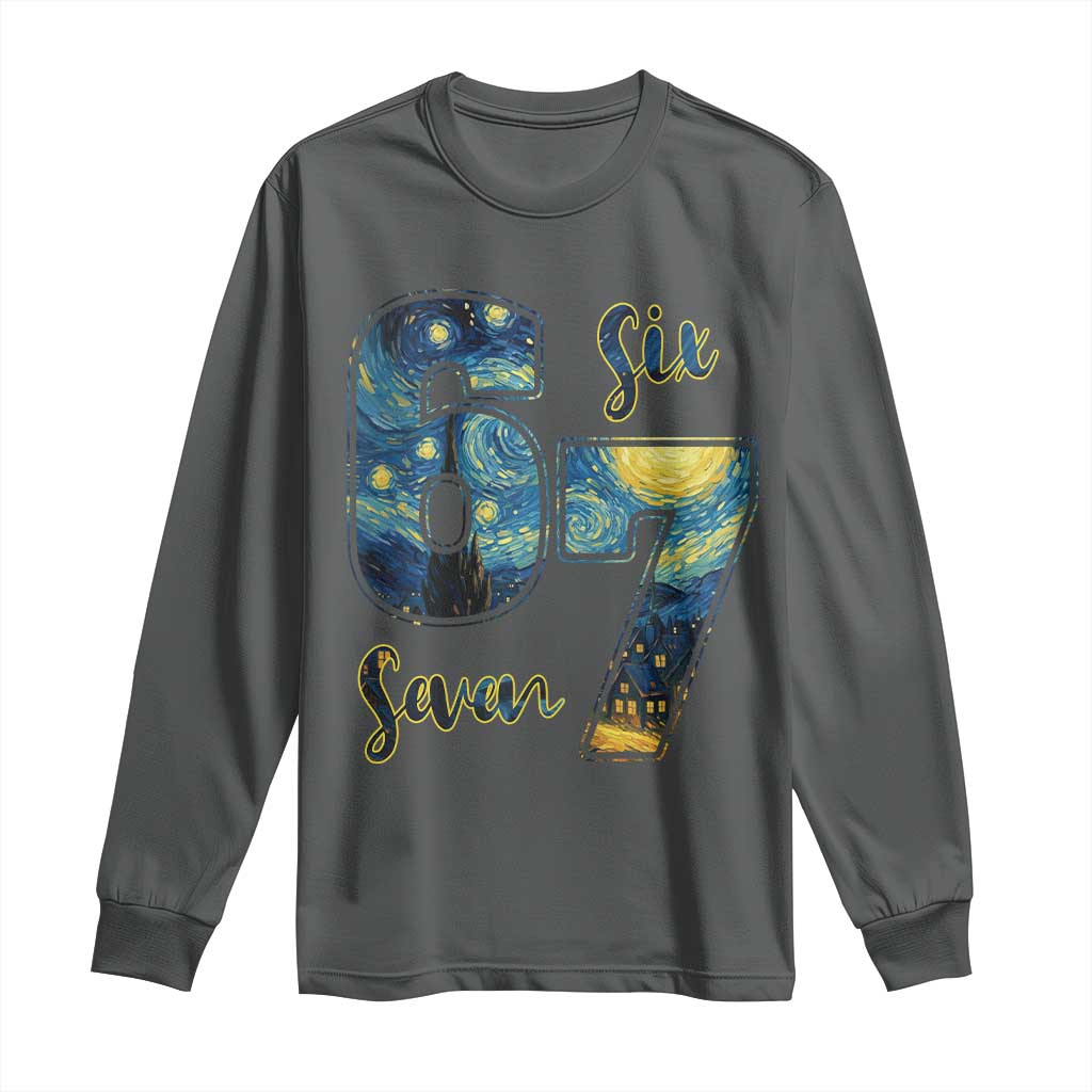 67 Six Seven Meme Long Sleeve Shirt Starry Night Van Gogh - Wonder Print Shop