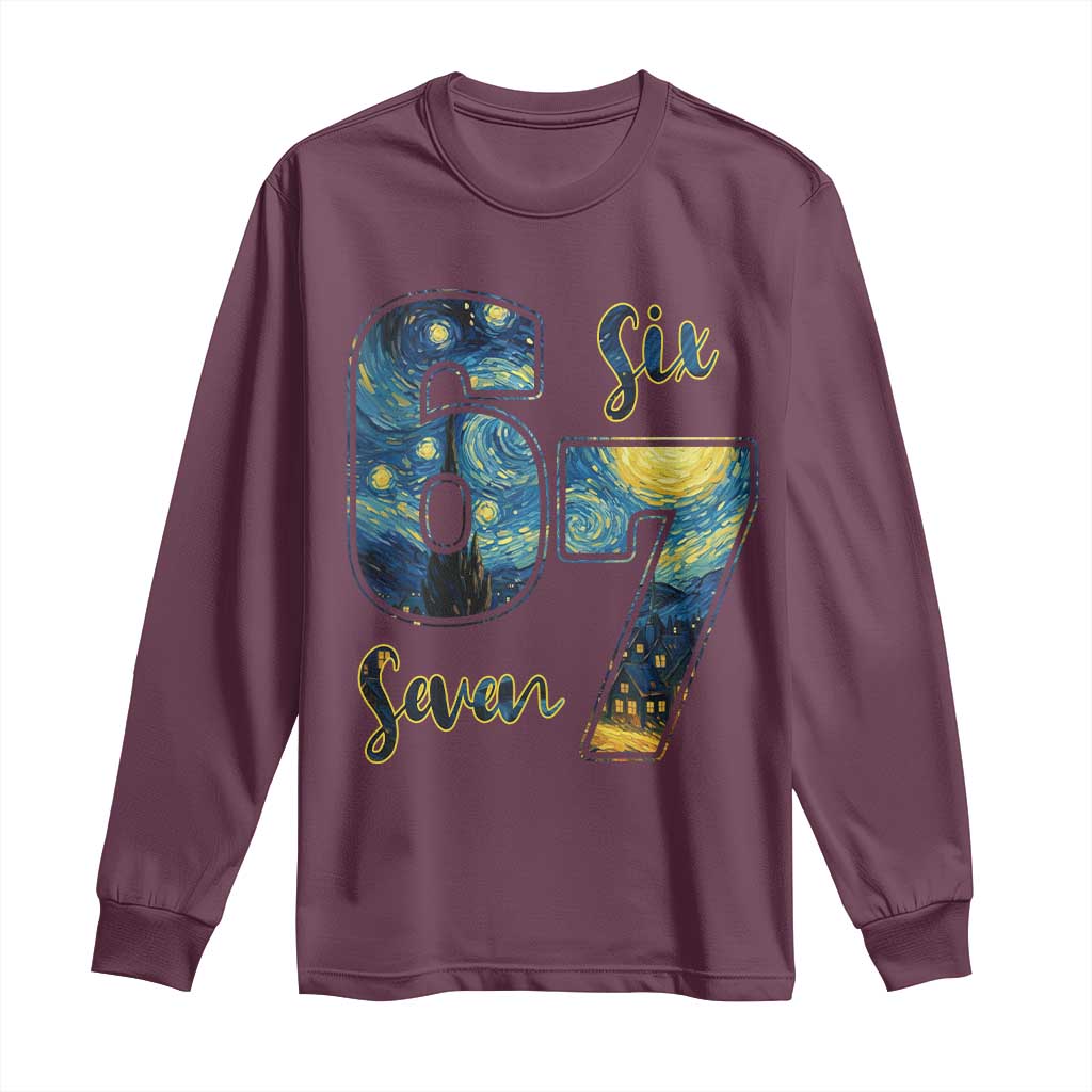 67 Six Seven Meme Long Sleeve Shirt Starry Night Van Gogh - Wonder Print Shop