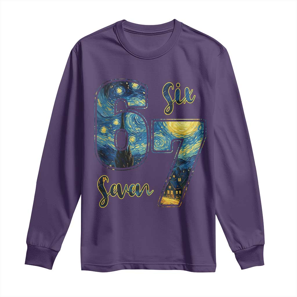 67 Six Seven Meme Long Sleeve Shirt Starry Night Van Gogh - Wonder Print Shop