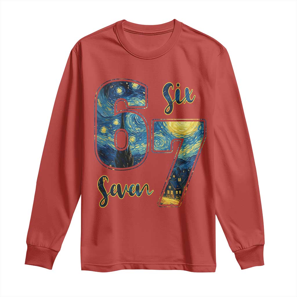67 Six Seven Meme Long Sleeve Shirt Starry Night Van Gogh - Wonder Print Shop