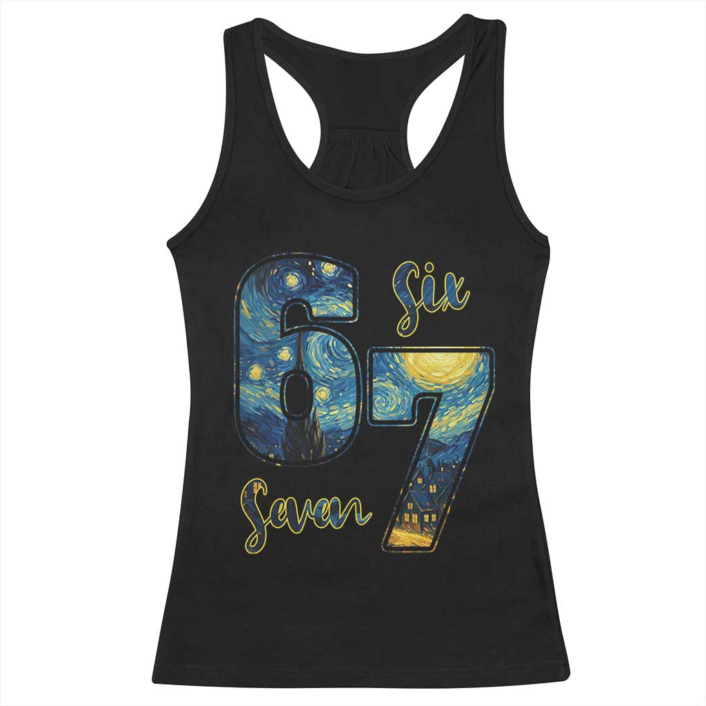 67 Six Seven Meme Racerback Tank Top Starry Night Van Gogh - Wonder Print Shop