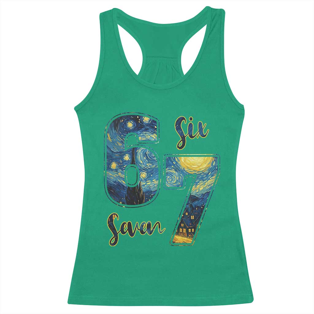 67 Six Seven Meme Racerback Tank Top Starry Night Van Gogh - Wonder Print Shop