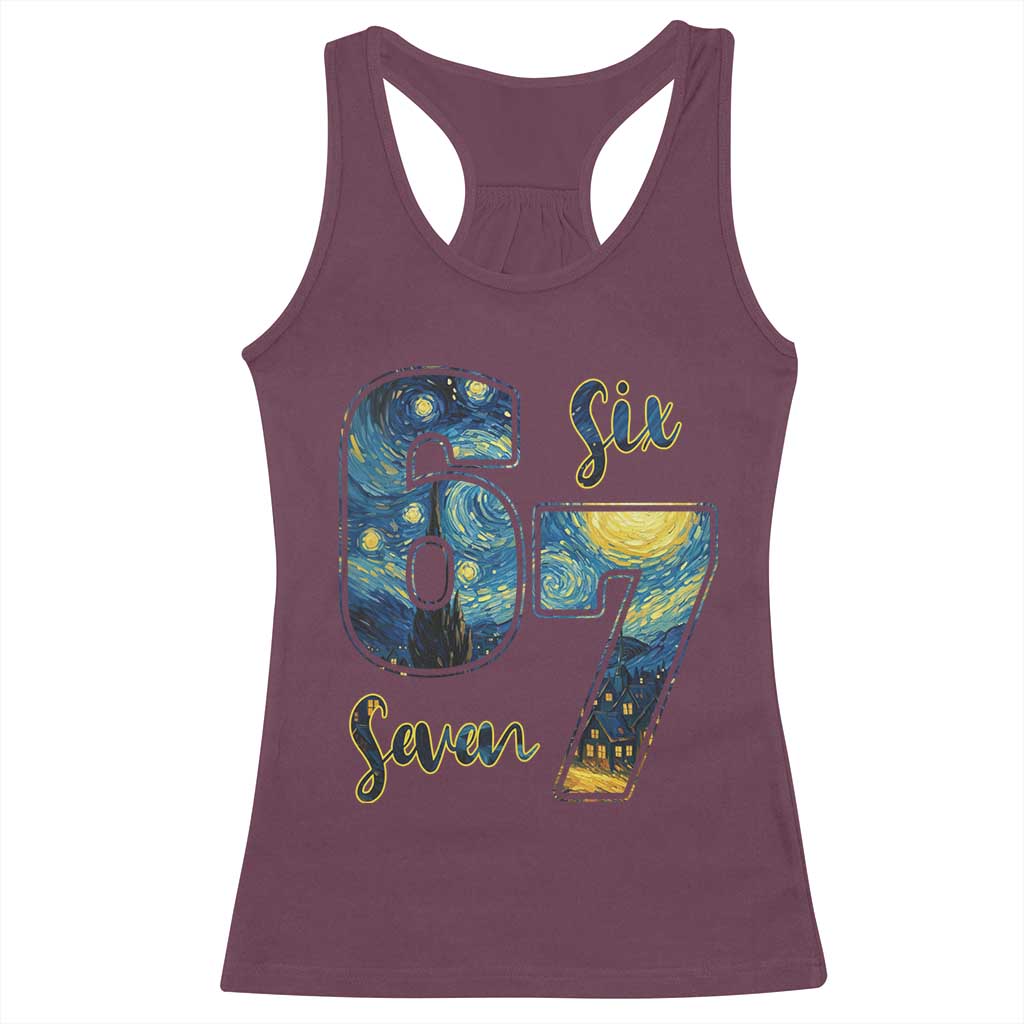 67 Six Seven Meme Racerback Tank Top Starry Night Van Gogh - Wonder Print Shop