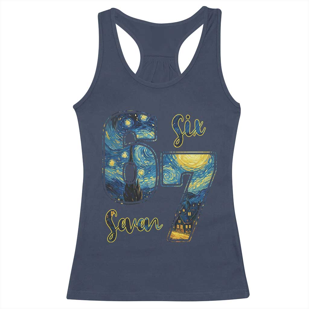67 Six Seven Meme Racerback Tank Top Starry Night Van Gogh - Wonder Print Shop