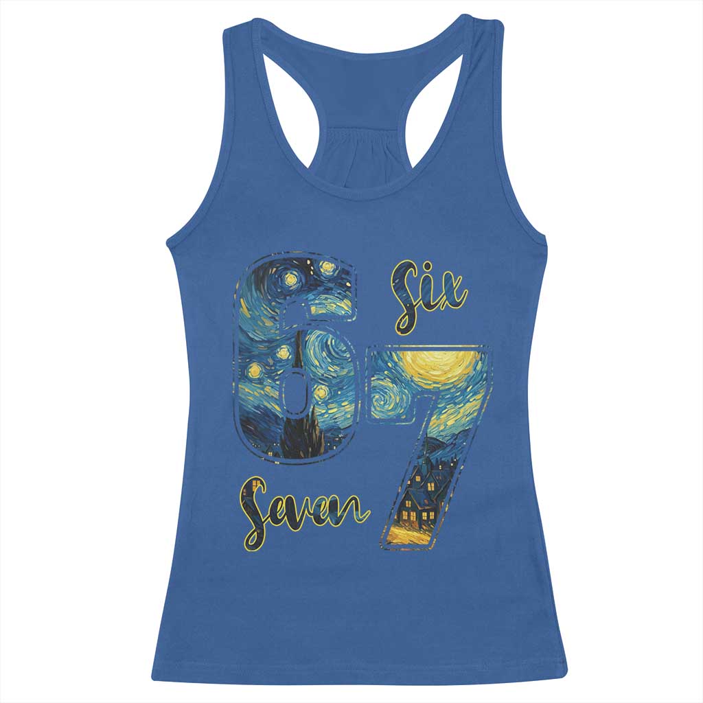 67 Six Seven Meme Racerback Tank Top Starry Night Van Gogh - Wonder Print Shop