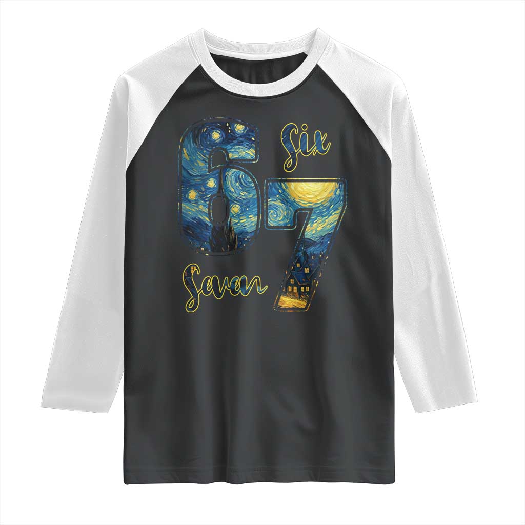 67 Six Seven Meme Raglan Shirt Starry Night Van Gogh - Wonder Print Shop