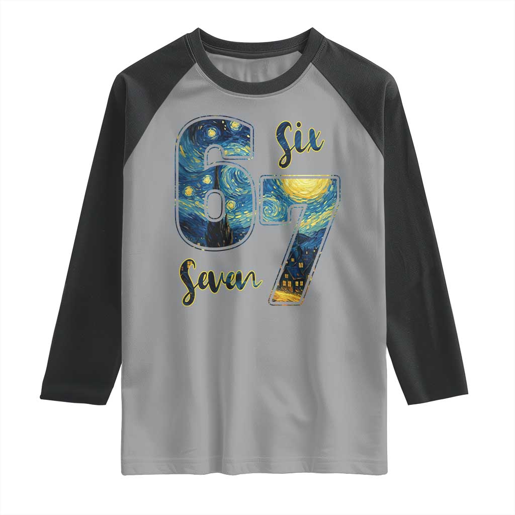 67 Six Seven Meme Raglan Shirt Starry Night Van Gogh - Wonder Print Shop