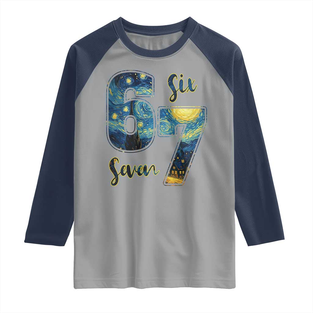 67 Six Seven Meme Raglan Shirt Starry Night Van Gogh - Wonder Print Shop