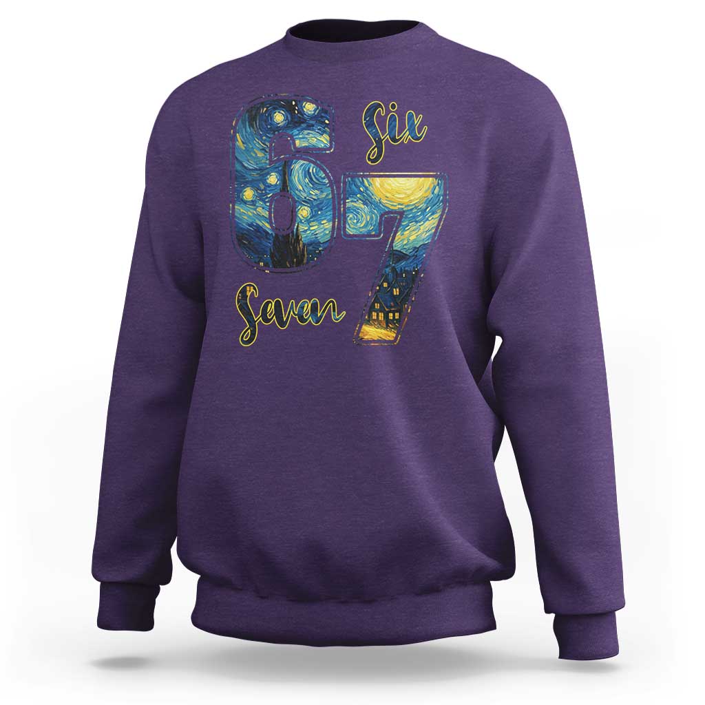 67 Six Seven Meme Sweatshirt Starry Night Van Gogh - Wonder Print Shop
